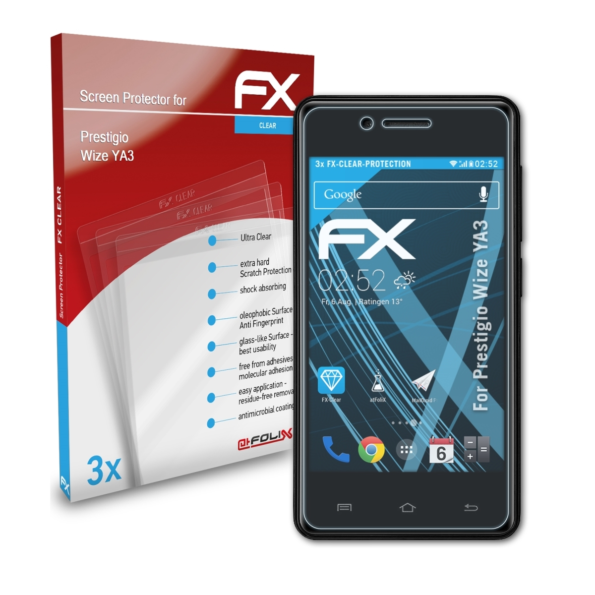 ATFOLIX 3x FX-Clear Displayschutz(für Wize YA3) Prestigio