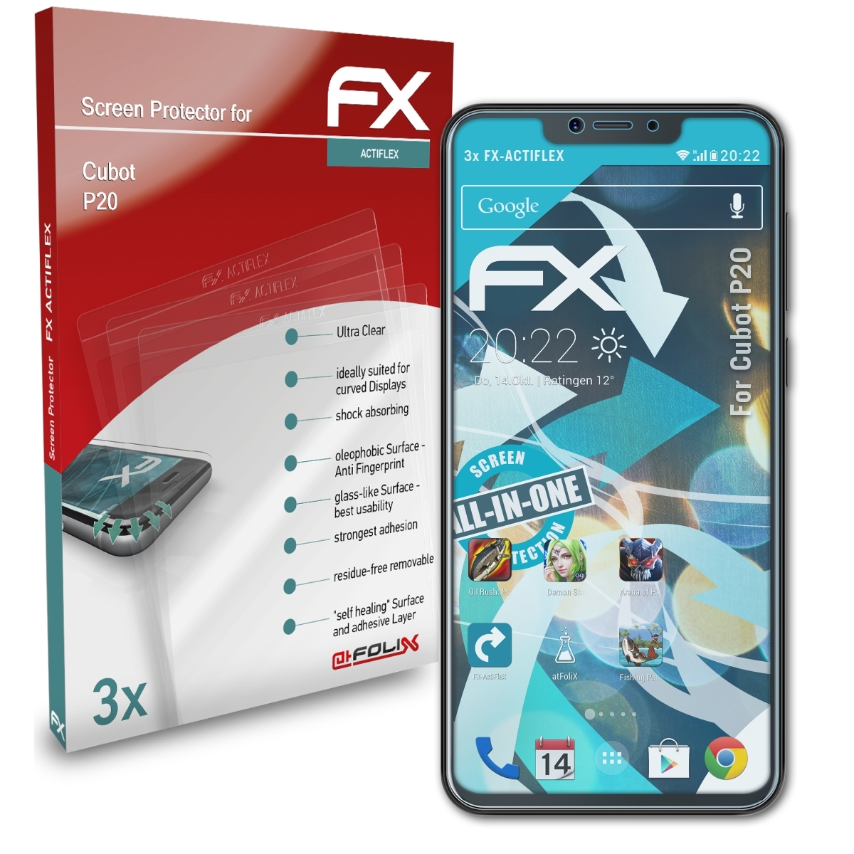 ATFOLIX 3x FX-ActiFleX Displayschutz(für P20) Cubot