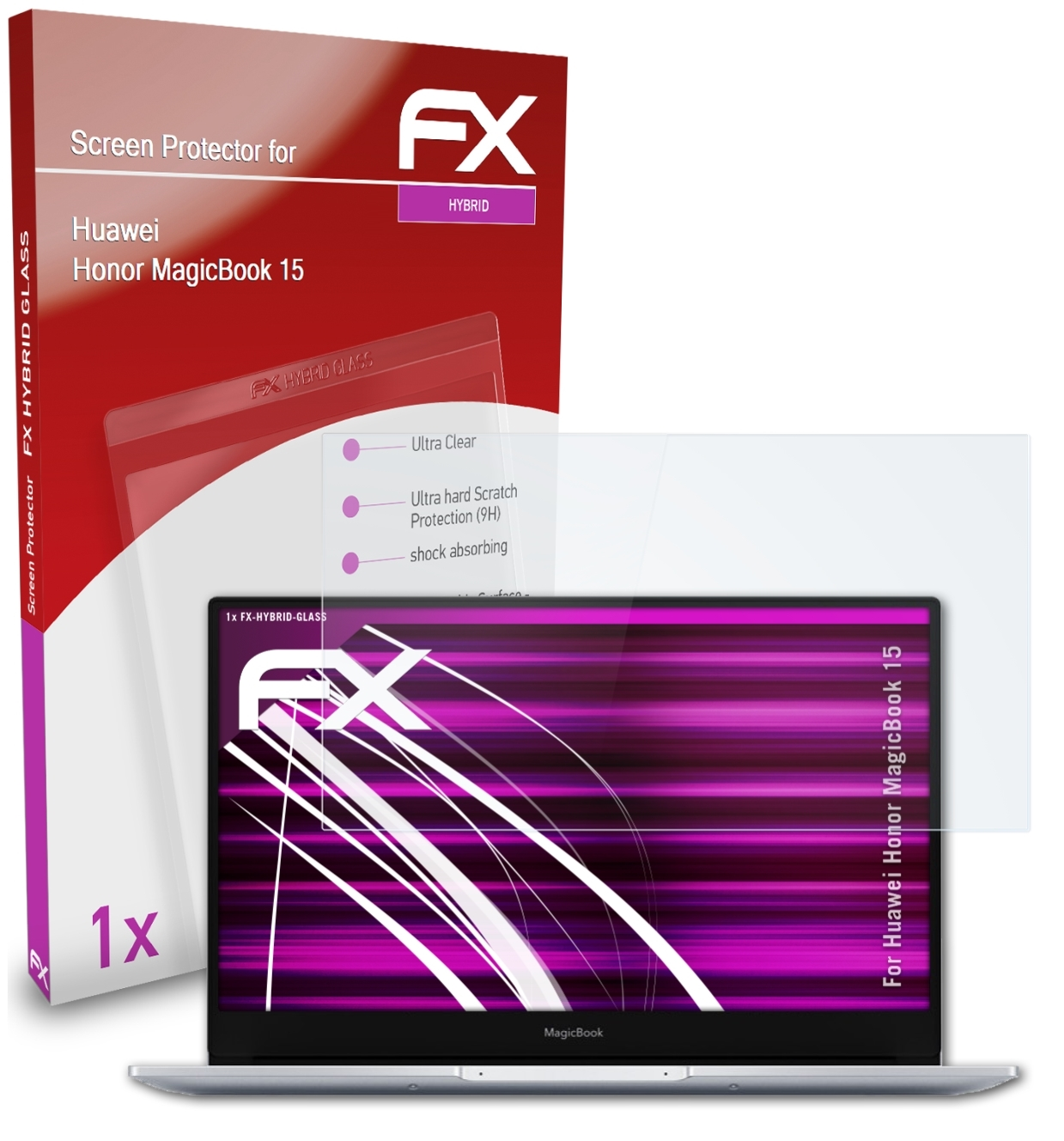 ATFOLIX FX-Hybrid-Glass Schutzglas(für Honor Huawei MagicBook 15)