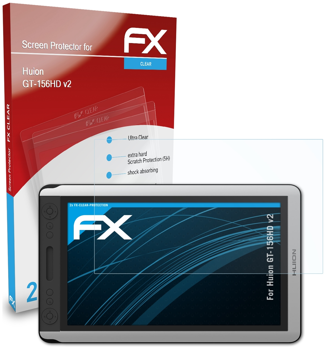 ATFOLIX 2x GT-156HD Displayschutz(für v2) Huion FX-Clear