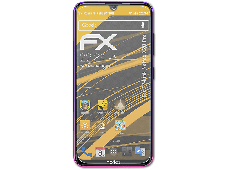 X20 FX-Antireflex TP-Link Pro) Neffos ATFOLIX Displayschutz(für 3x