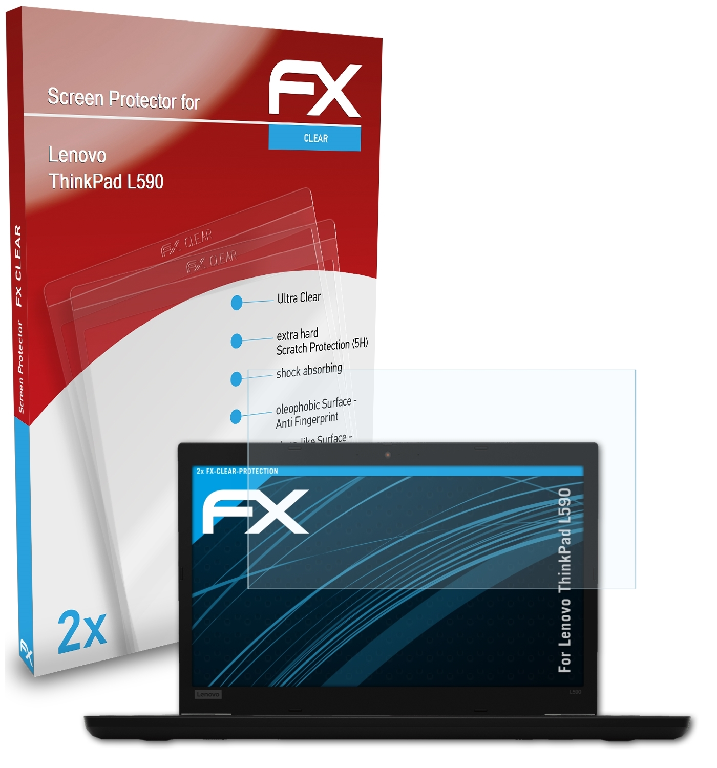 ATFOLIX 2x FX-Clear Lenovo ThinkPad L590) Displayschutz(für