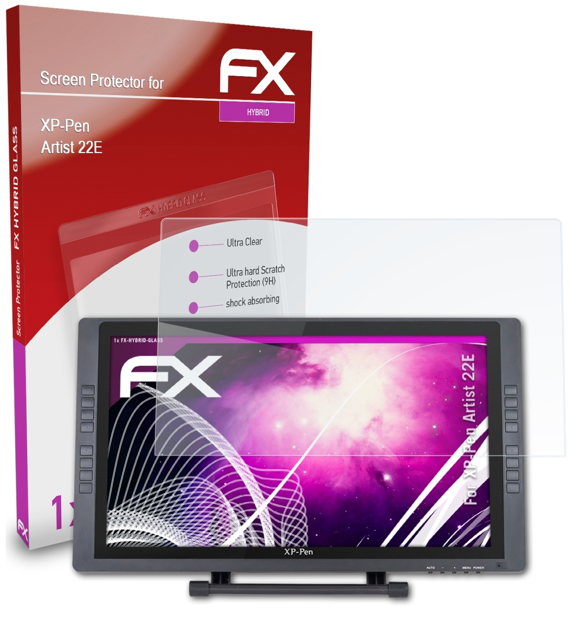 ATFOLIX Schutzglas(für Artist 22E) FX-Hybrid-Glass XP-PEN
