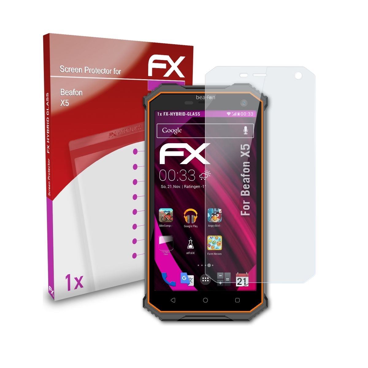 FX-Hybrid-Glass X5) ATFOLIX Schutzglas(für Beafon