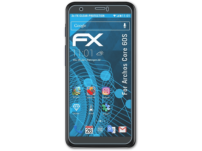 ATFOLIX 3x FX-Clear Displayschutz(für Archos Core 60S)