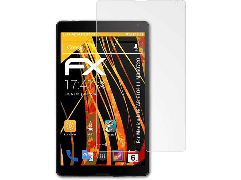 ATFOLIX 3x FX-Antireflex Displayschutz(für Medion LIFETAB E10411 (MD60720))