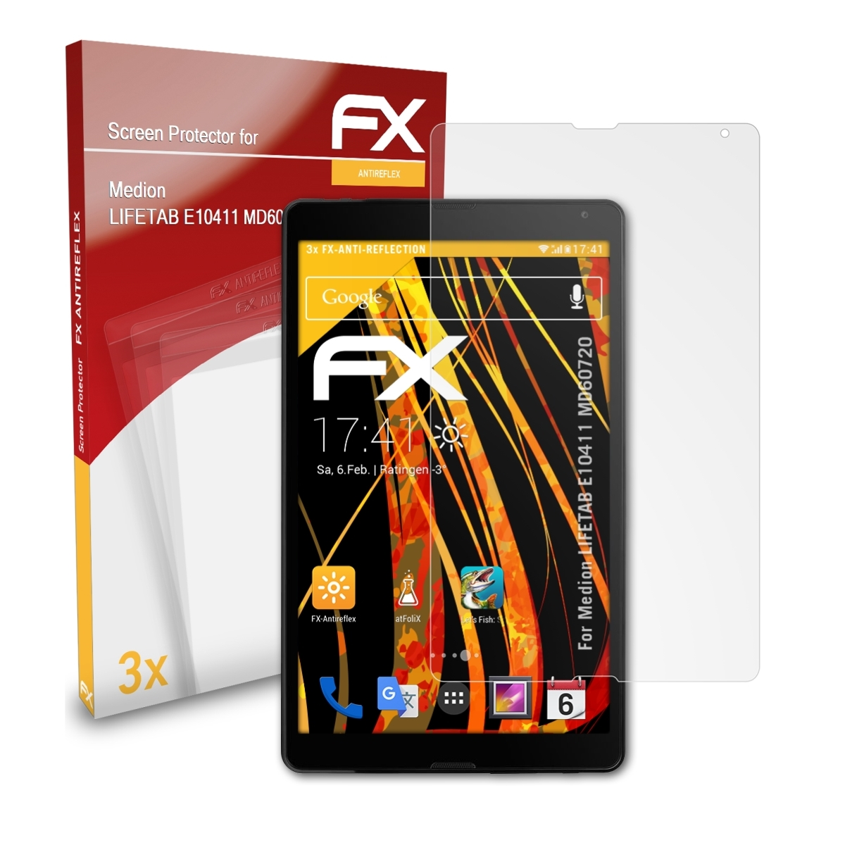 ATFOLIX 3x FX-Antireflex (MD60720)) E10411 Displayschutz(für Medion LIFETAB