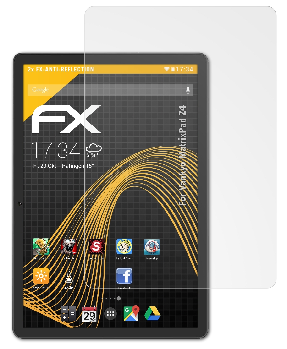 ATFOLIX 2x FX-Antireflex Displayschutz(für Vankyo Z4) MatrixPad