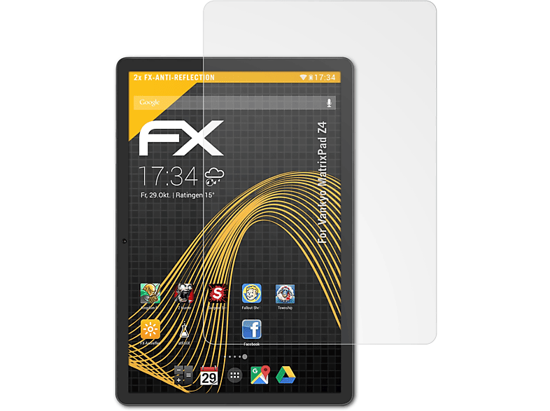 ATFOLIX 2x FX-Antireflex Displayschutz(für Vankyo MatrixPad Z4) | Tabletschutzfolien