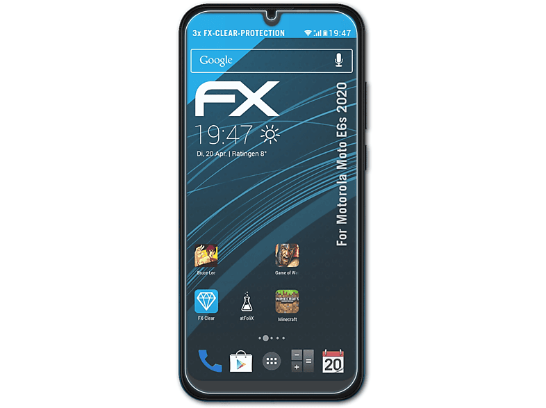 3x Motorola ATFOLIX (2020)) FX-Clear E6s Displayschutz(für Moto