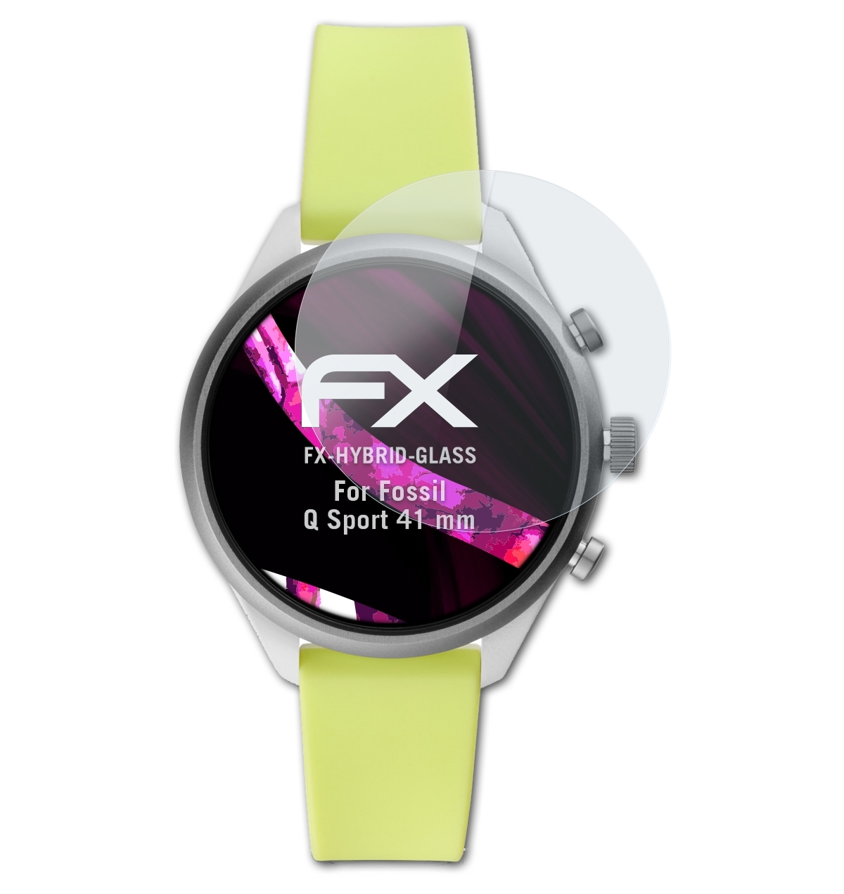 (41 FX-Hybrid-Glass mm)) ATFOLIX Q Sport Fossil Schutzglas(für