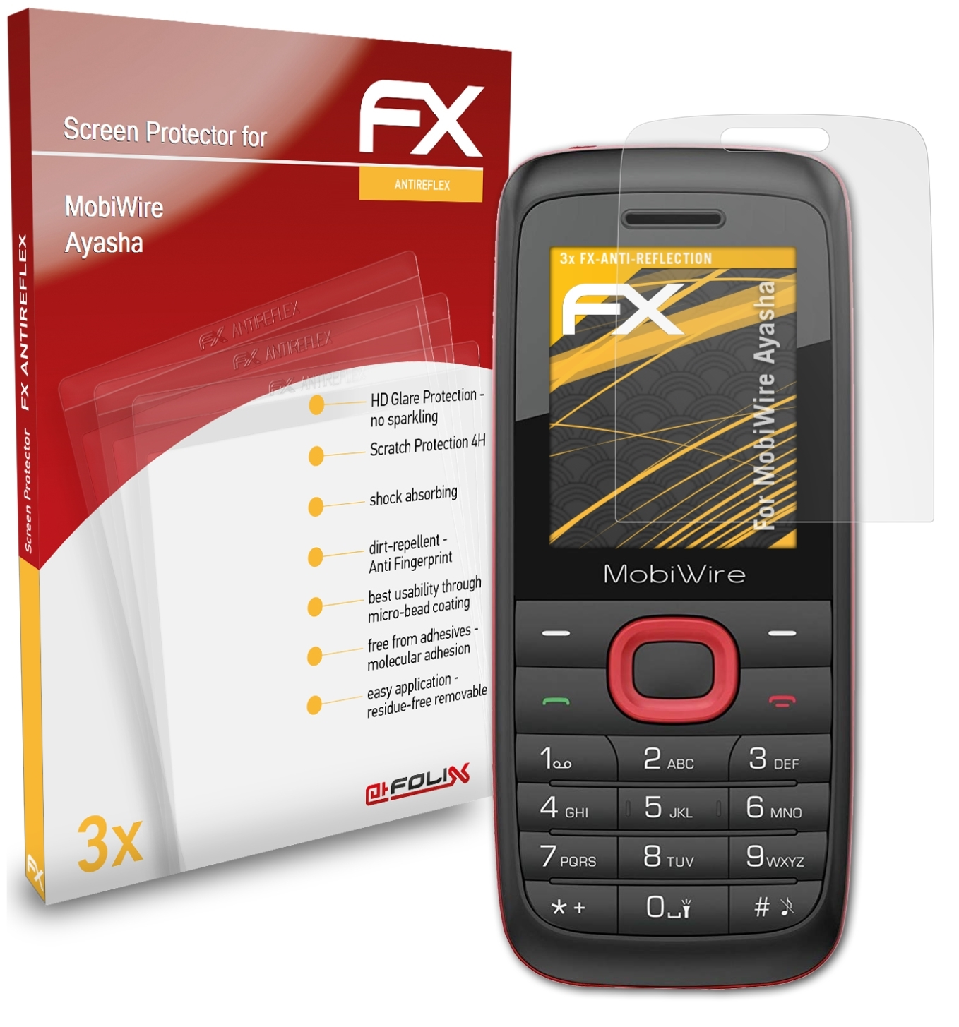 ATFOLIX 3x FX-Antireflex Displayschutz(für MobiWire Ayasha)