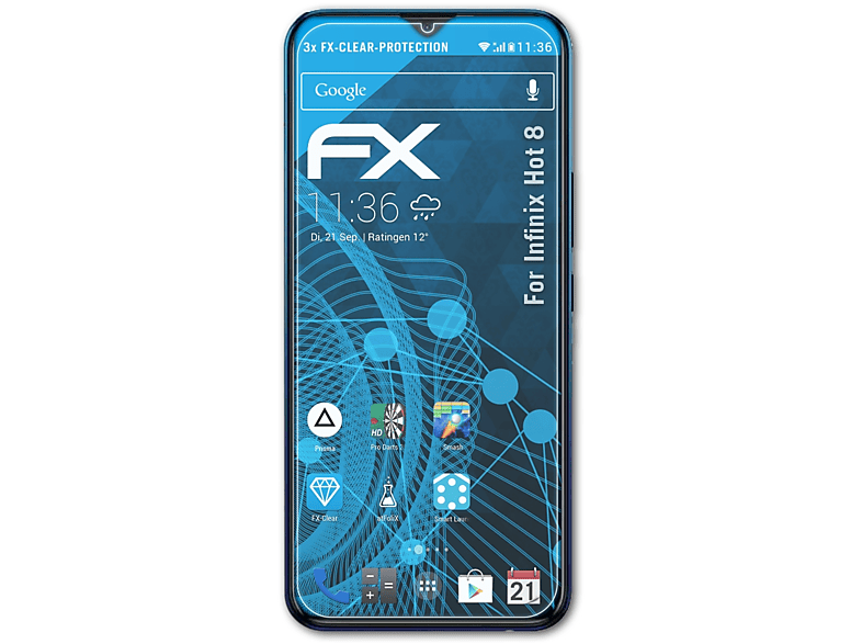 ATFOLIX 3x FX-Clear Displayschutz(für Infinix Hot 8)