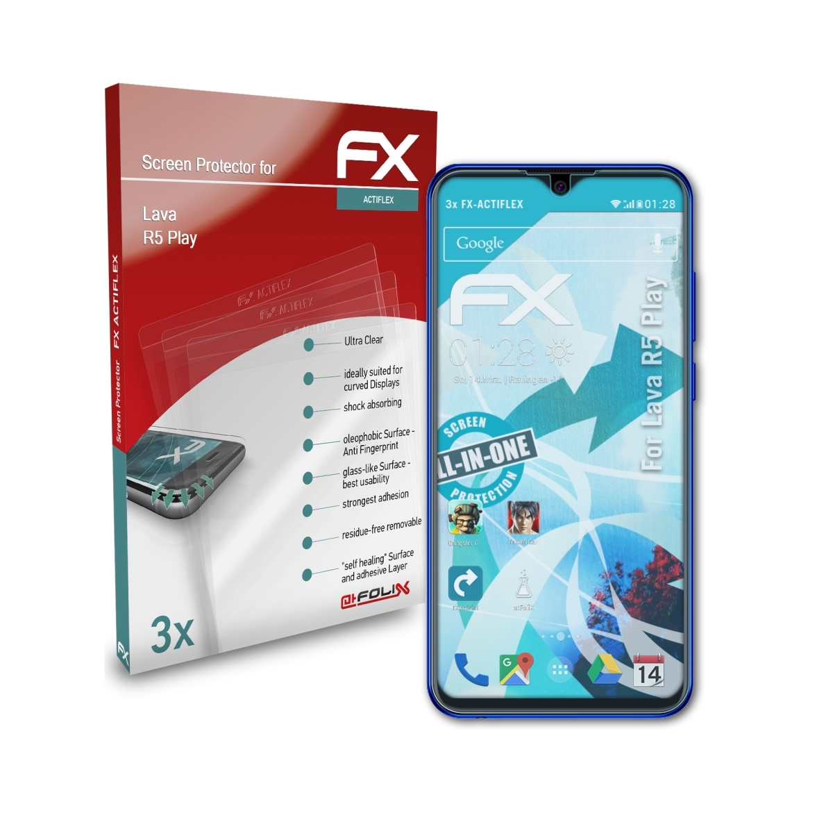 ATFOLIX Displayschutz(für R5 Lava 3x Play) FX-ActiFleX