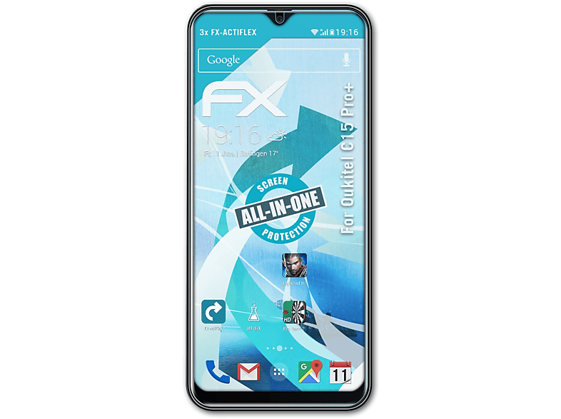 ATFOLIX 3x FX-ActiFleX Displayschutz(für Oukitel C15 Pro+) | Displayschutzfolien & Gläser