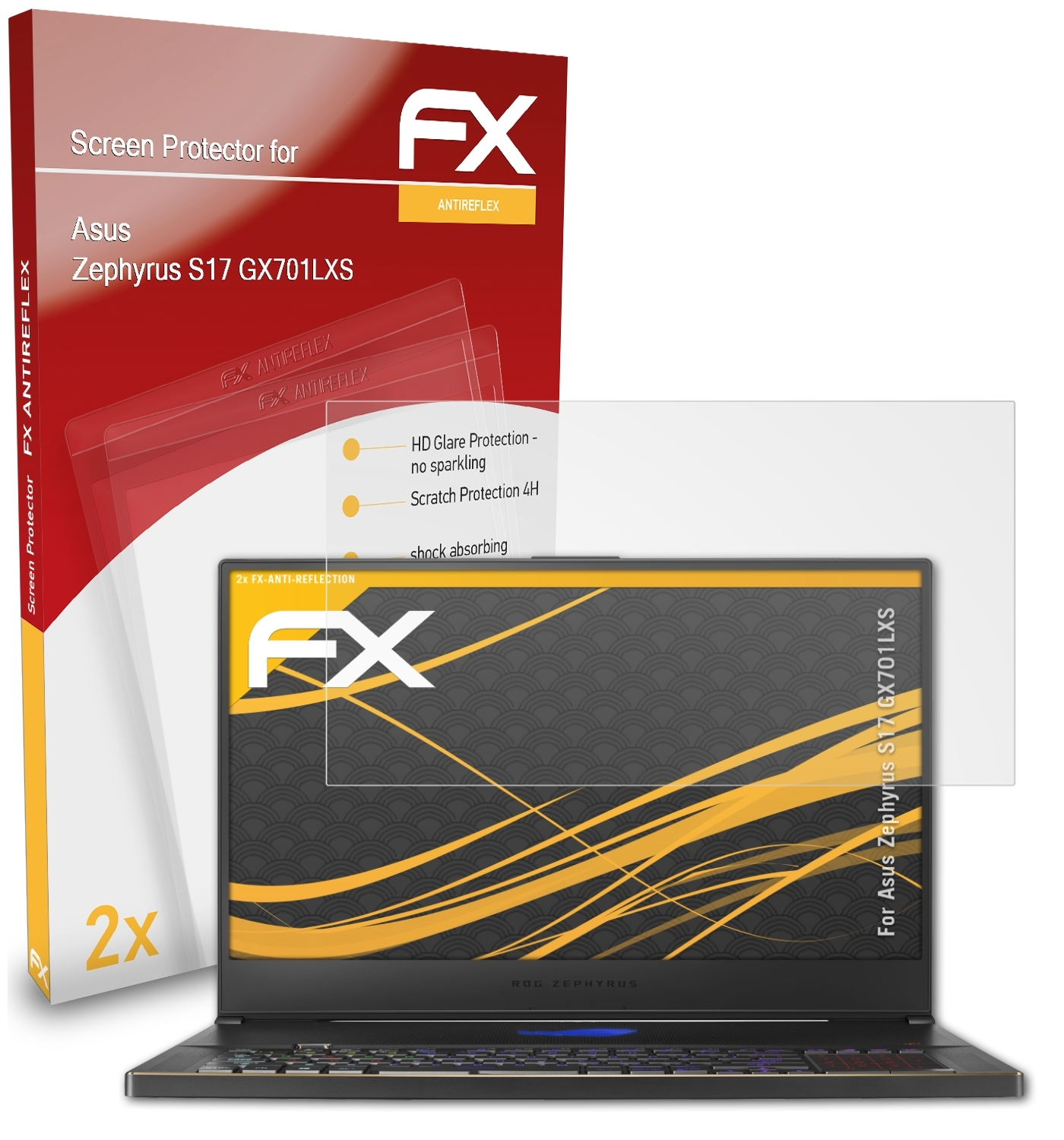 ATFOLIX 2x FX-Antireflex Displayschutz(für Zephyrus S17 Asus (GX701LXS))