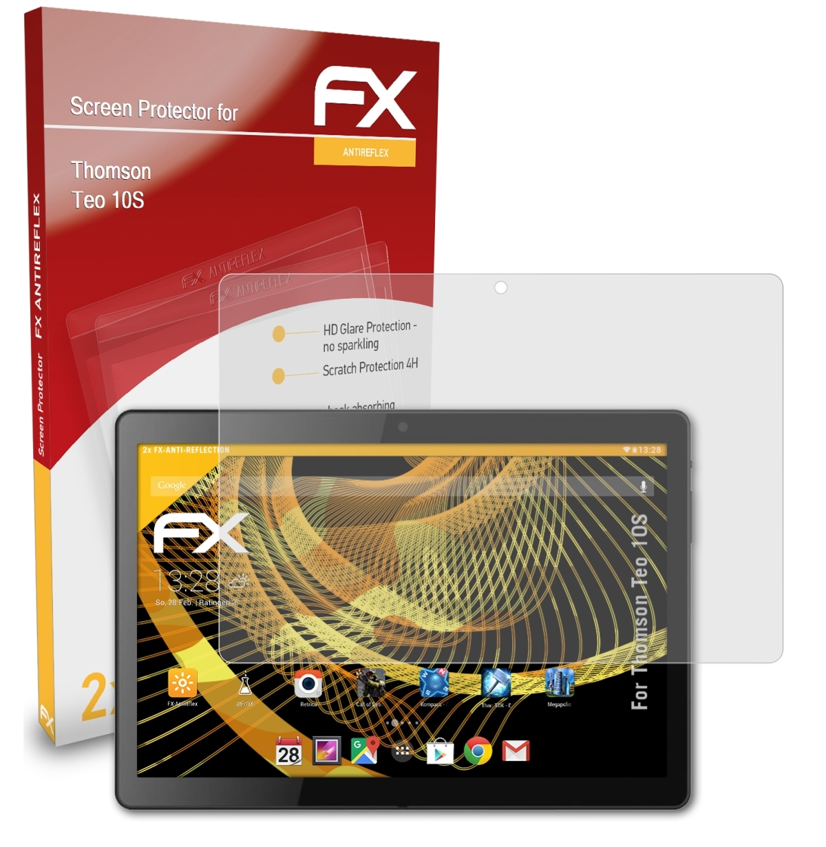 ATFOLIX 2x FX-Antireflex Displayschutz(für Thomson 10S) Teo