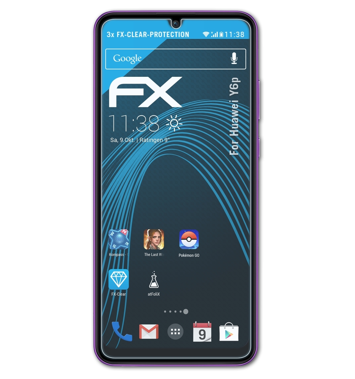 ATFOLIX FX-Clear Displayschutz(für Y6p) 3x Huawei