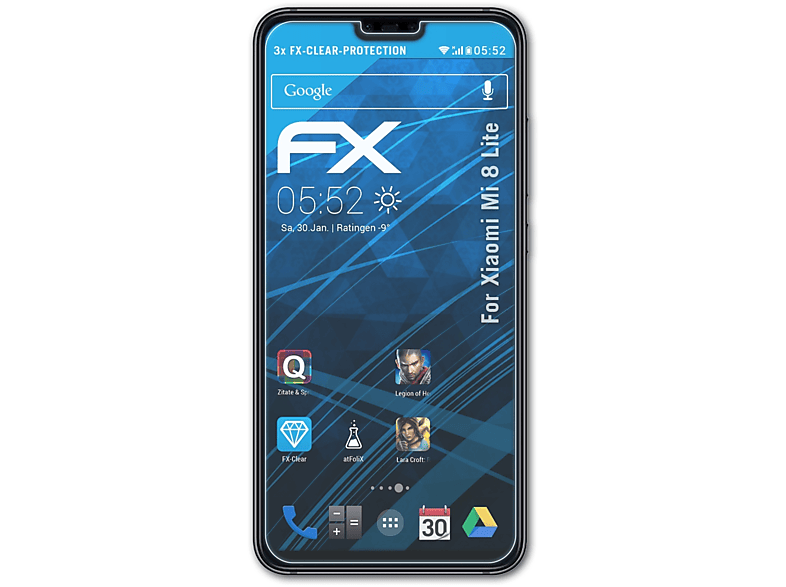 ATFOLIX 3x FX-Clear Displayschutz(für Xiaomi Mi 8 Lite)