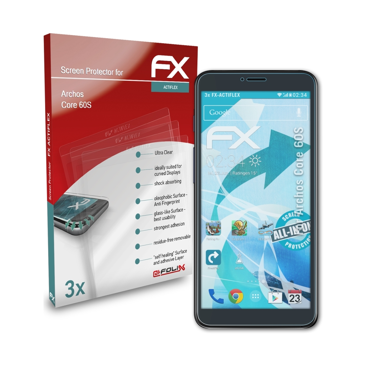 3x 60S) Core FX-ActiFleX Displayschutz(für ATFOLIX Archos