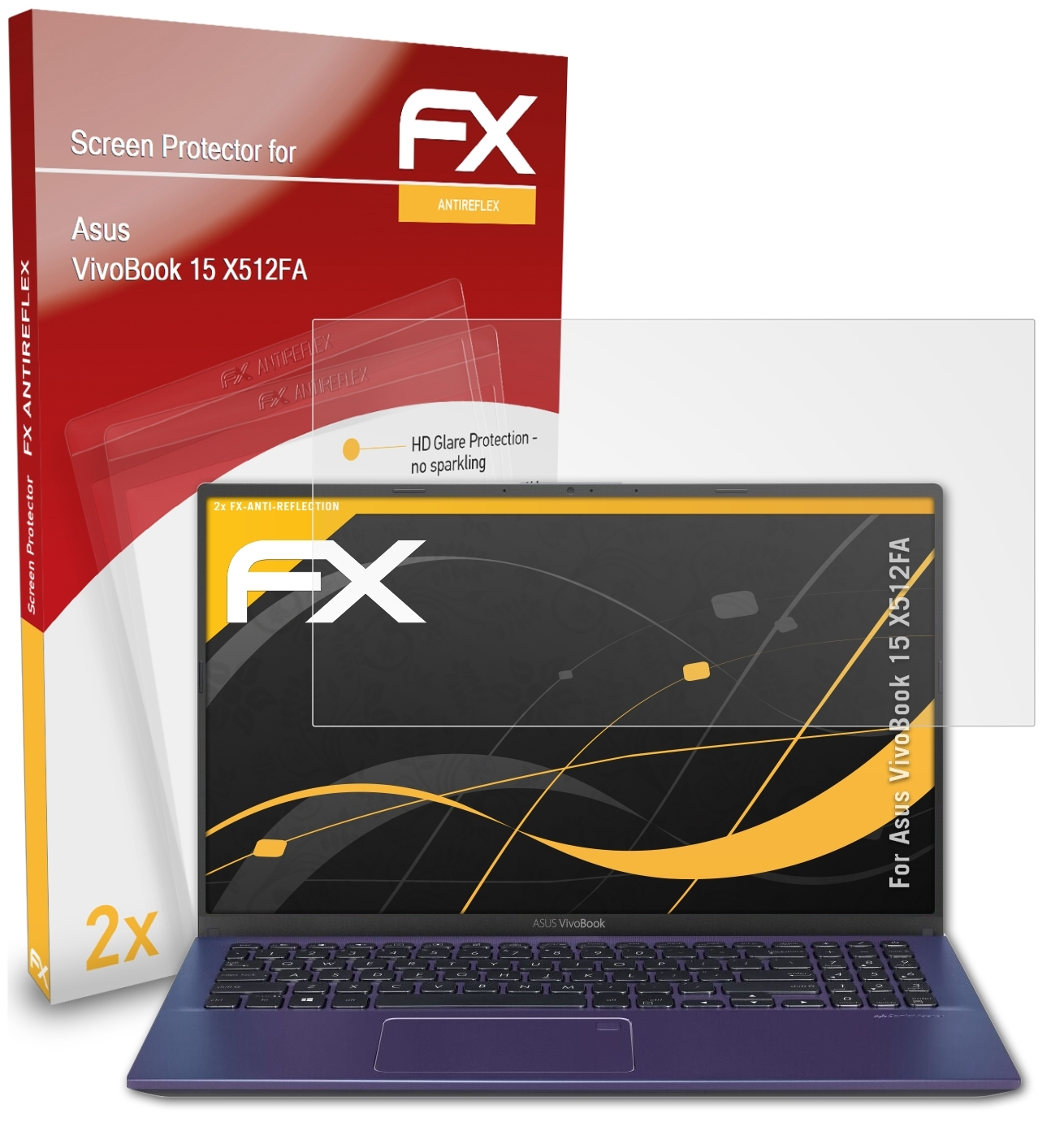 15 Displayschutz(für Asus ATFOLIX 2x VivoBook FX-Antireflex (X512FA))