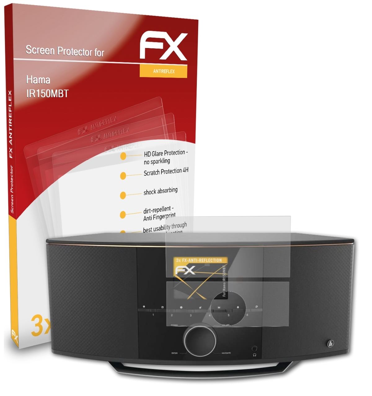ATFOLIX 3x FX-Antireflex Displayschutz(für Hama IR150MBT)