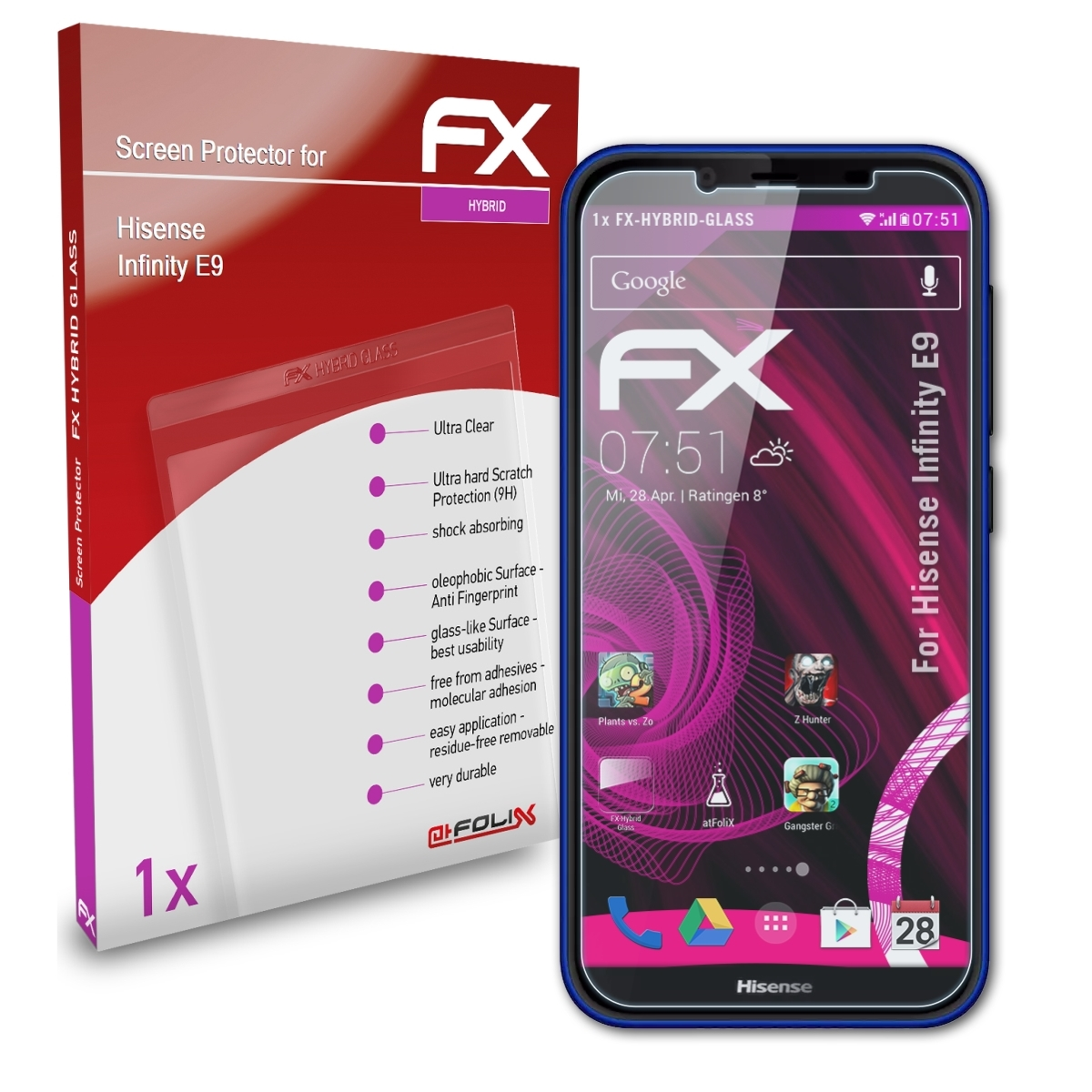 ATFOLIX FX-Hybrid-Glass Schutzglas(für Infinity Hisense E9)