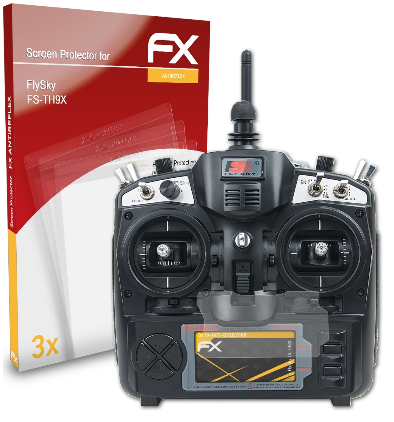 ATFOLIX 3x FX-Antireflex FlySky FS-TH9X) Displayschutz(für