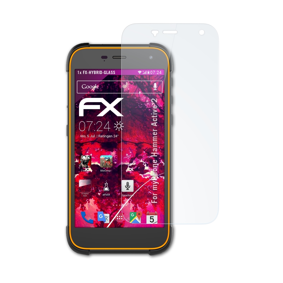 myPhone ATFOLIX 2) Active FX-Hybrid-Glass Schutzglas(für Hammer