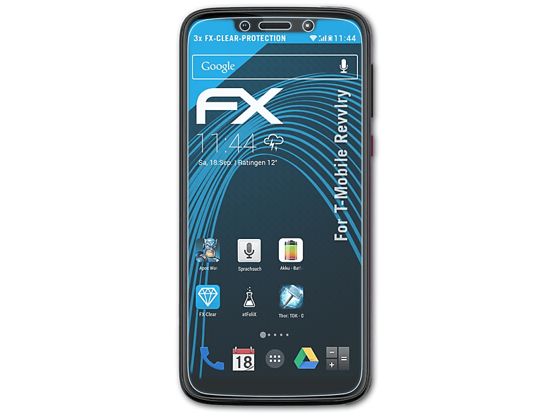 ATFOLIX 3x T-Mobile Revvlry) Displayschutz(für FX-Clear