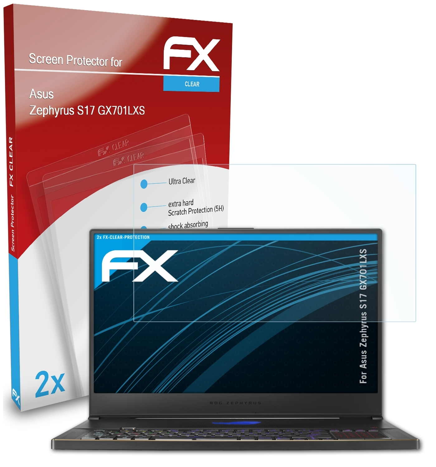 ATFOLIX 2x FX-Clear Displayschutz(für Asus (GX701LXS)) S17 Zephyrus