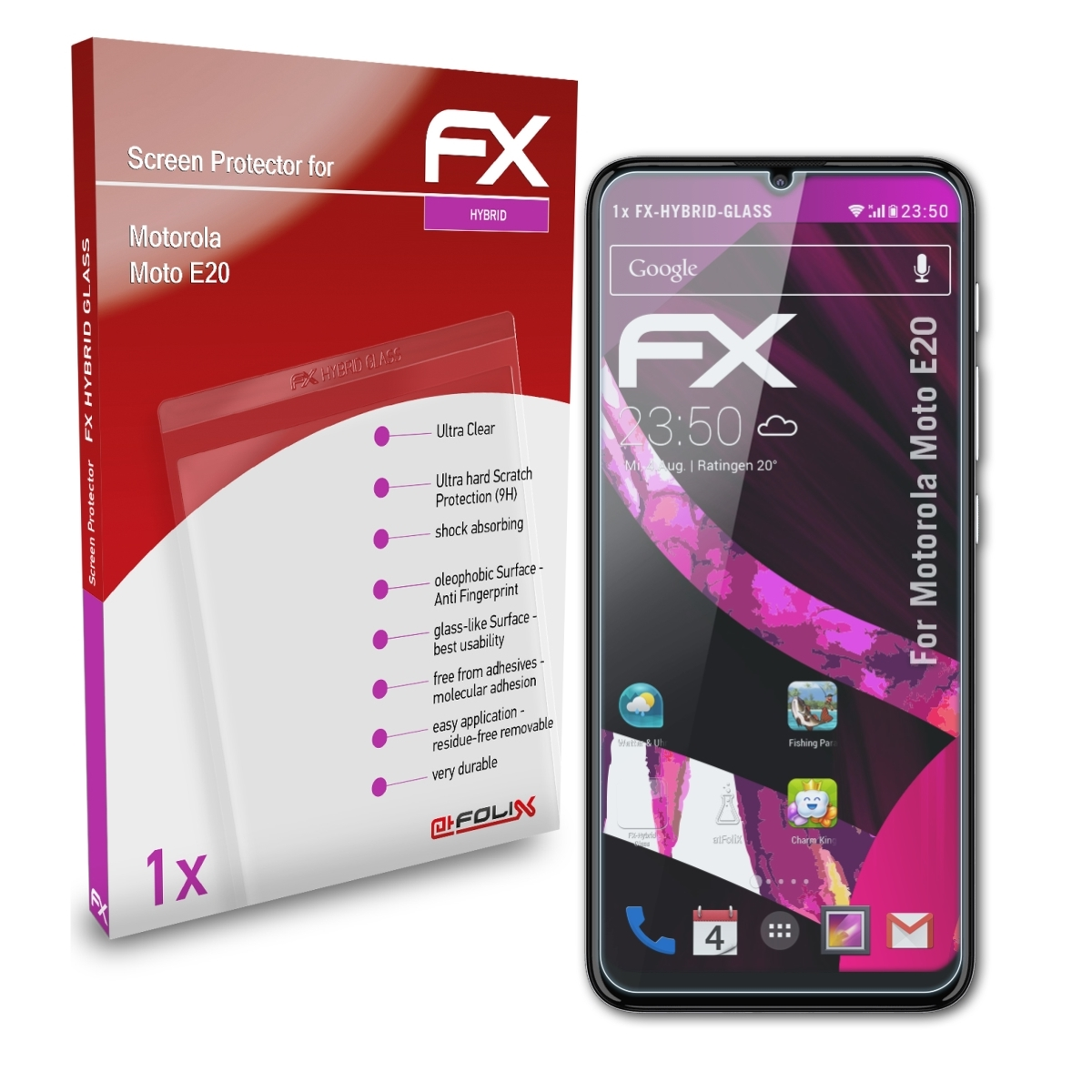 ATFOLIX FX-Hybrid-Glass Schutzglas(für Motorola Moto E20)