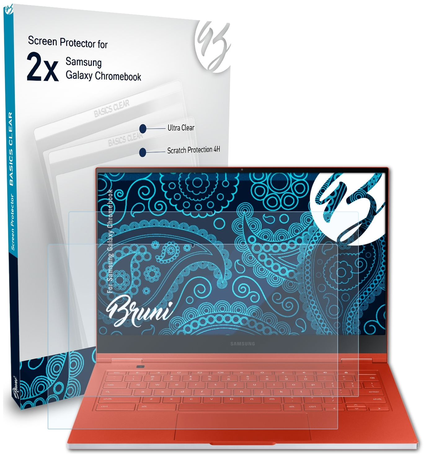 BRUNI 2x Basics-Clear Schutzfolie(für Galaxy Samsung Chromebook)