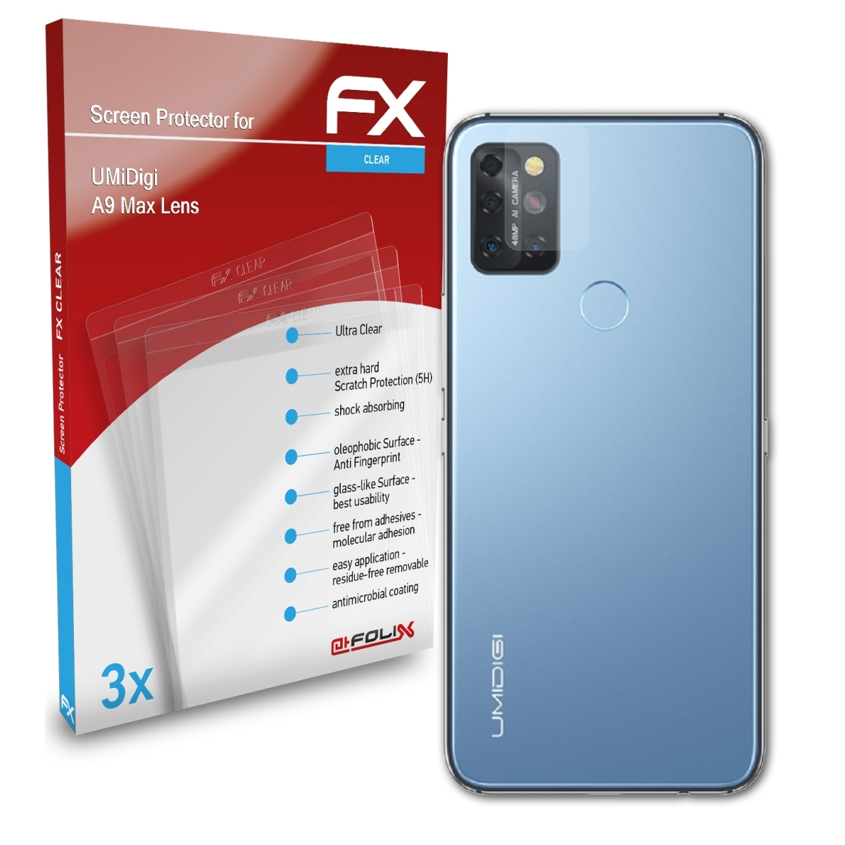 ATFOLIX 3x Max A9 Displayschutz(für Lens) FX-Clear UMiDigi