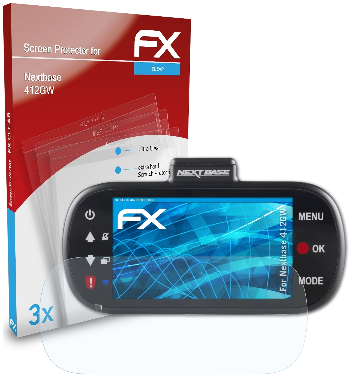 ATFOLIX 3x FX-Clear Displayschutz(für 412GW) Nextbase