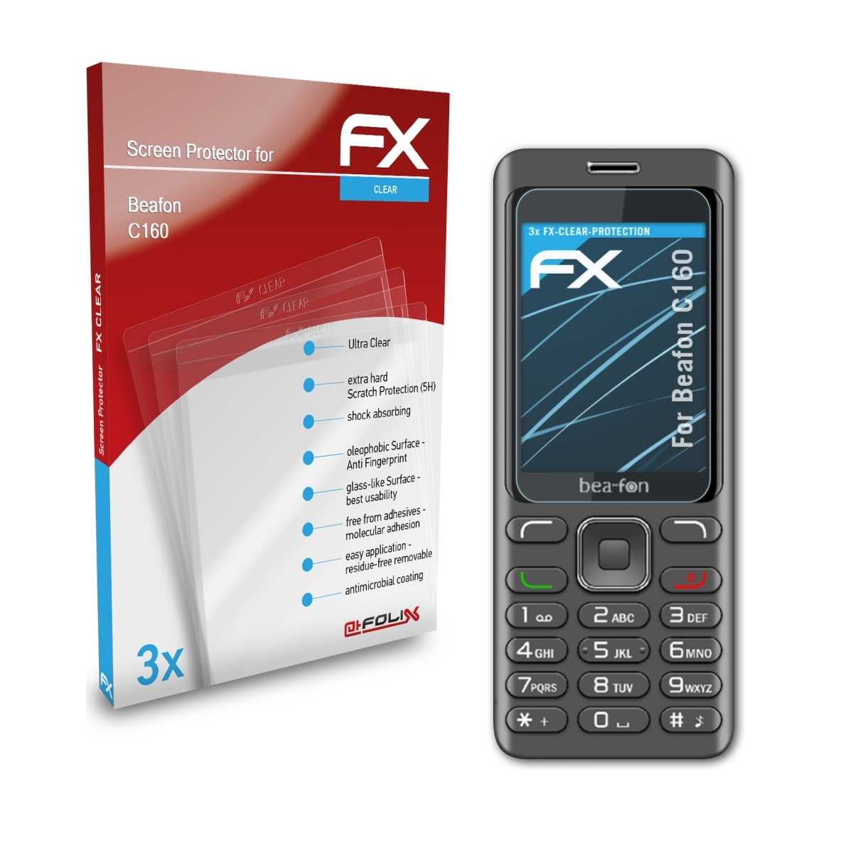 ATFOLIX Displayschutz(für C160) Beafon 3x FX-Clear