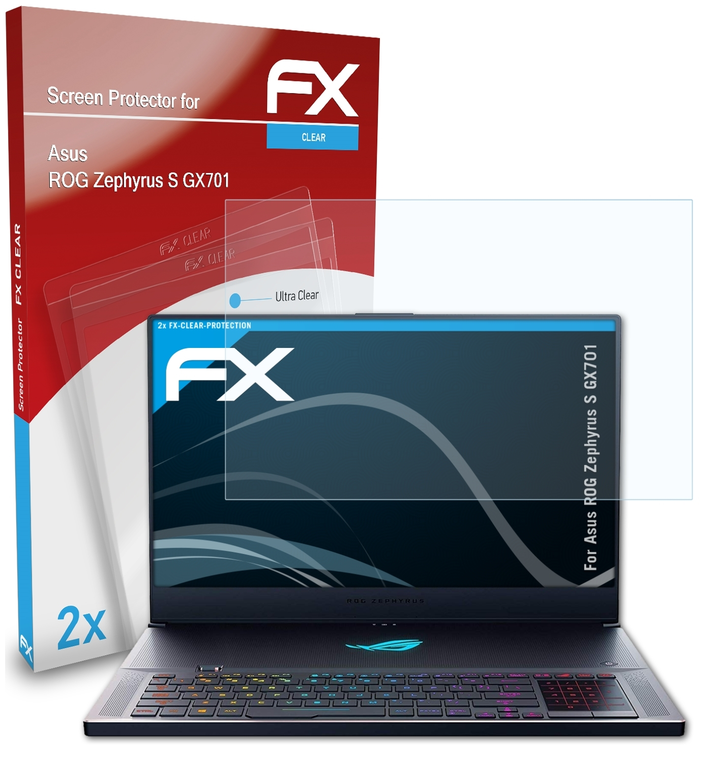 ATFOLIX 2x FX-Clear ROG S Asus (GX701)) Displayschutz(für Zephyrus