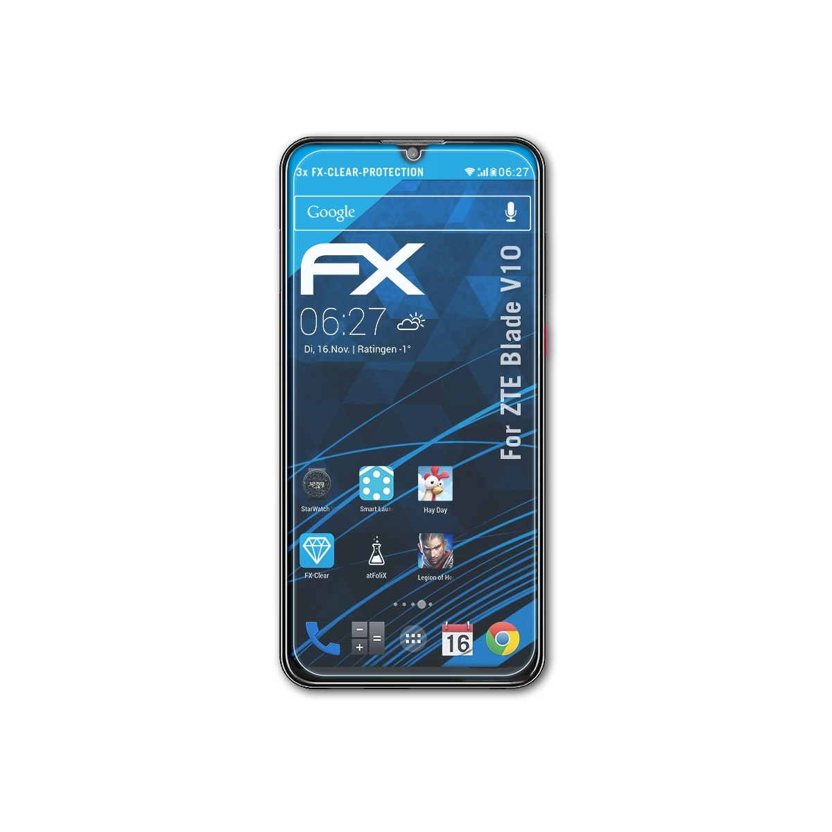 ATFOLIX 3x FX-Clear Displayschutz(für ZTE V10) Blade