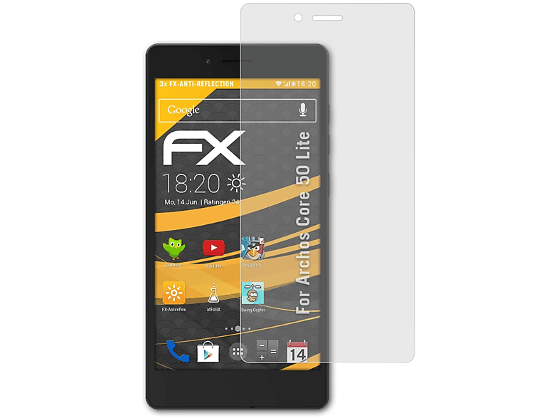 ATFOLIX 3x FX-Antireflex Displayschutz(für Archos Core 50 Lite)
