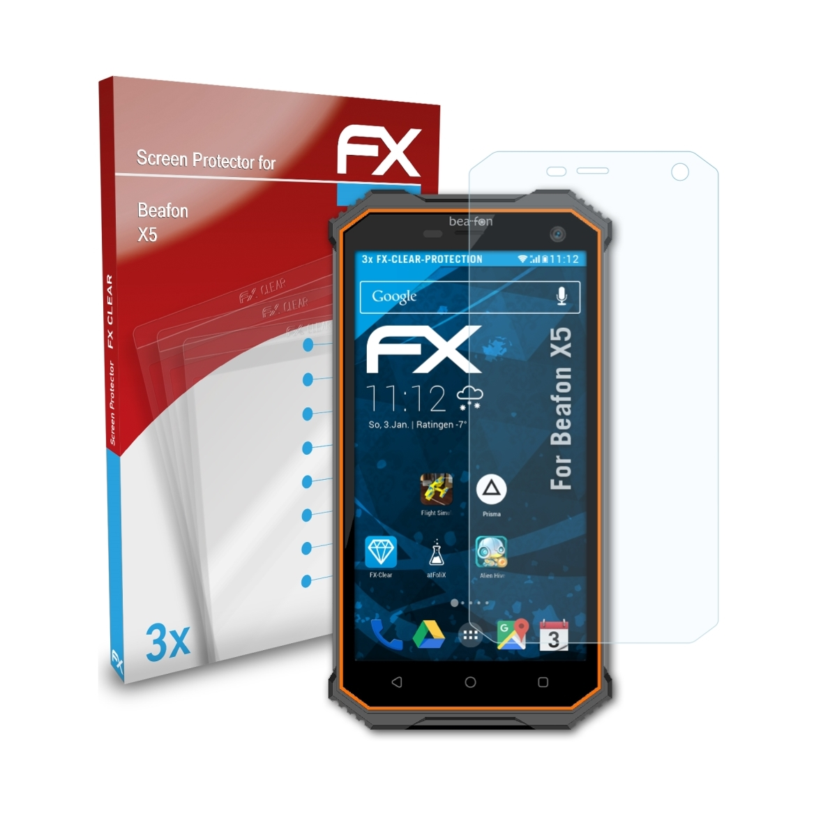 3x Beafon ATFOLIX FX-Clear Displayschutz(für X5)