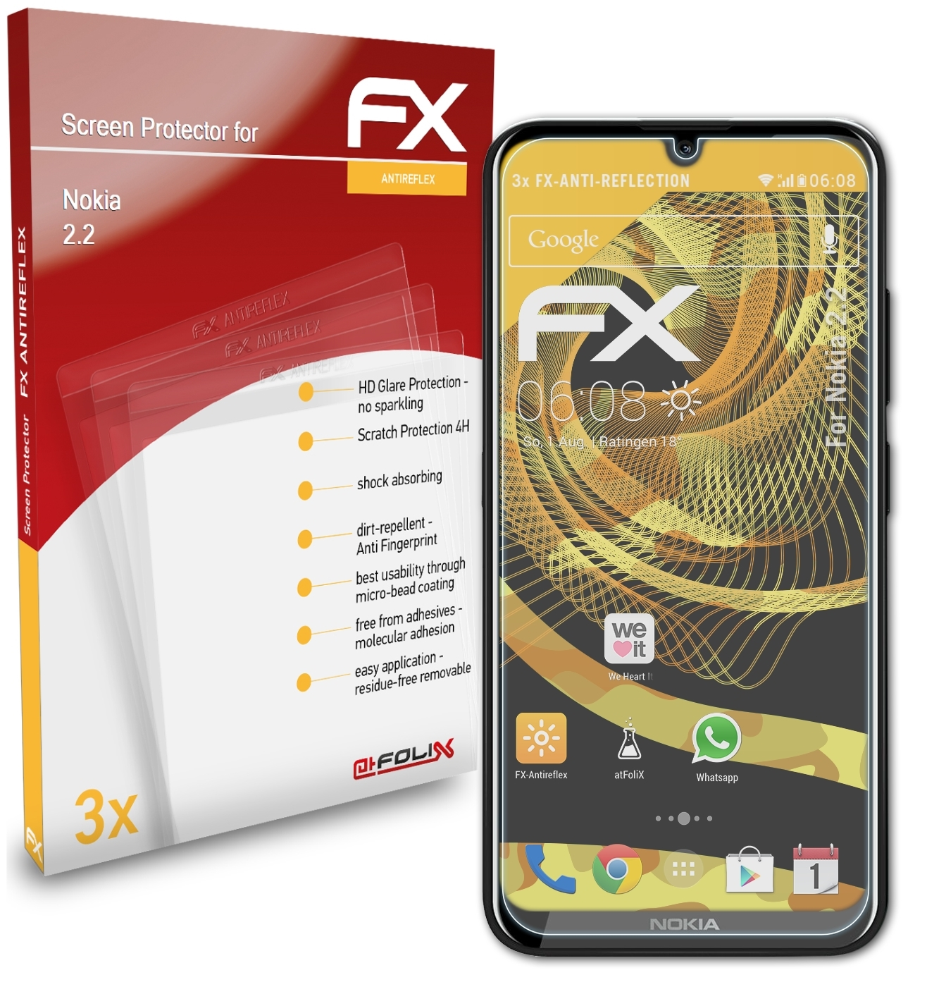 ATFOLIX 3x FX-Antireflex Displayschutz(für Nokia 2.2)