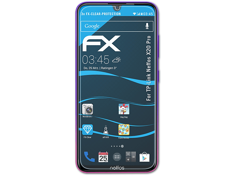 ATFOLIX 3x FX-Clear Displayschutz(für Neffos TP-Link X20 Pro)
