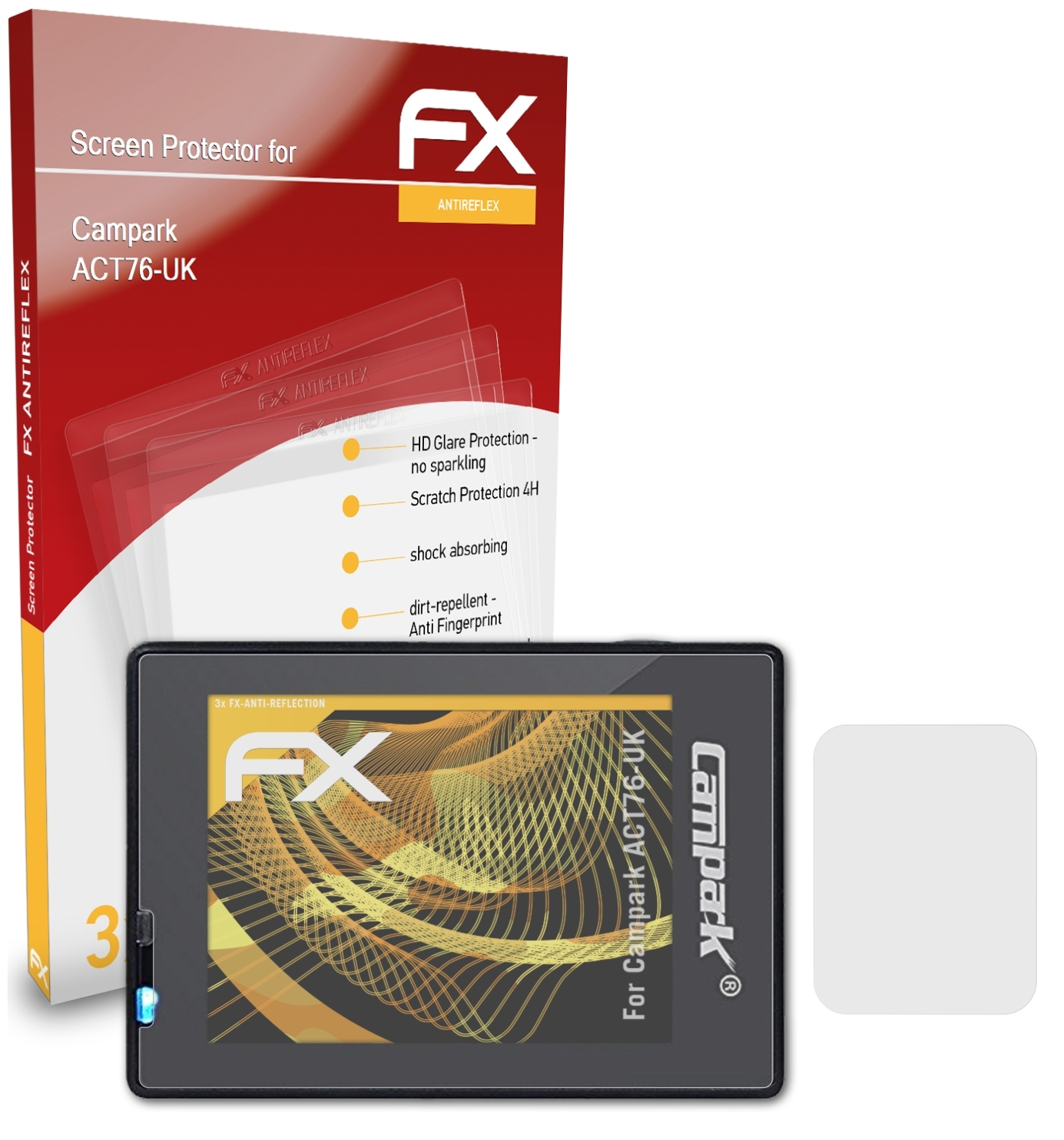 ATFOLIX 3x FX-Antireflex Displayschutz(für Campark ACT76-UK)