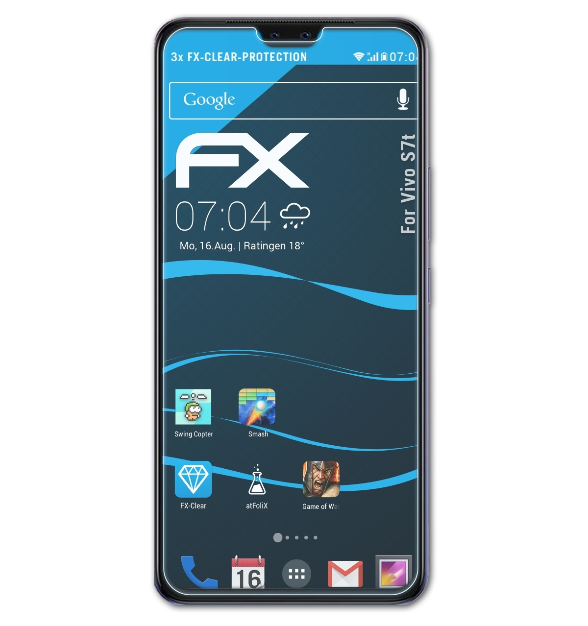 ATFOLIX 3x FX-Clear S7t) Vivo Displayschutz(für