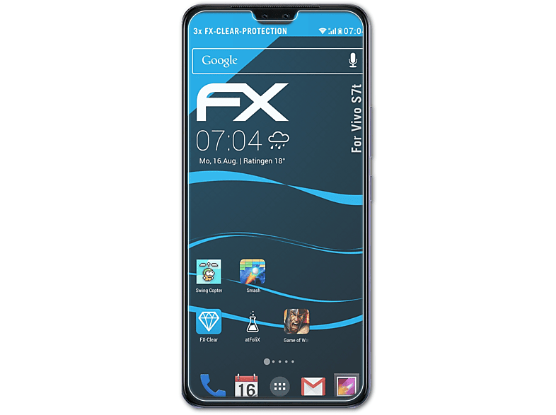 ATFOLIX 3x FX-Clear Displayschutz(für Vivo S7t)