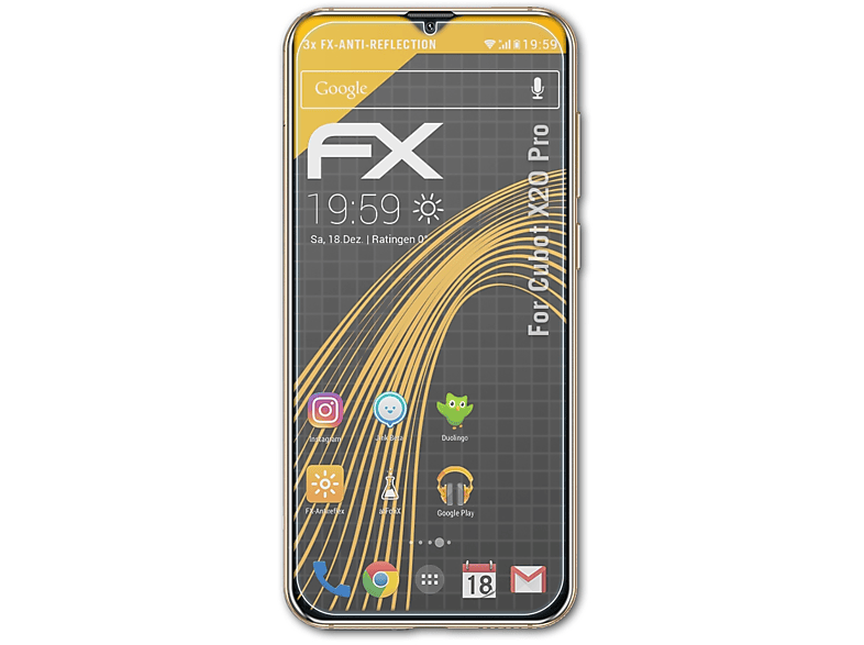 ATFOLIX 3x FX-Antireflex Displayschutz(für Cubot X20 Pro)