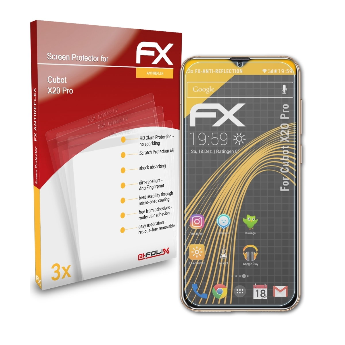 X20 Cubot Pro) ATFOLIX Displayschutz(für 3x FX-Antireflex