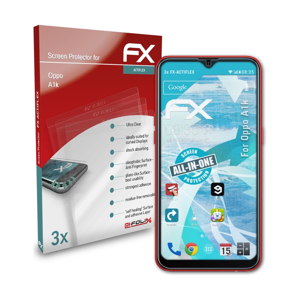 ATFOLIX 3x Displayschutz(für FX-ActiFleX A1k) Oppo