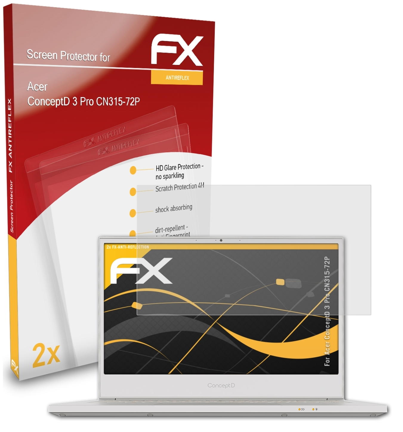 Displayschutz(für (CN315-72P)) Pro 2x ATFOLIX FX-Antireflex ConceptD 3 Acer