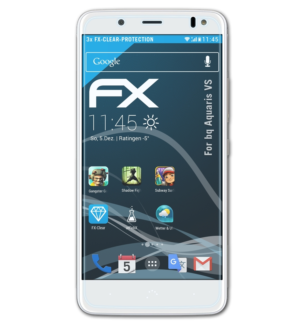 3x bq VS) FX-Clear Aquaris Displayschutz(für ATFOLIX